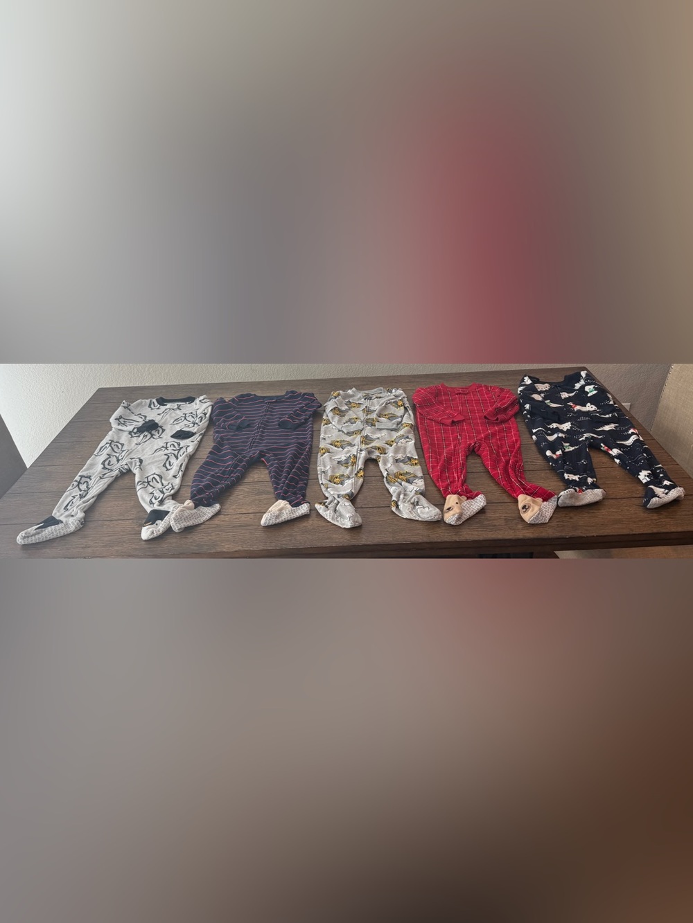 ♻️ Preowned Carter’s Boys Fleece Footed Zip-up Pajamas, set of 5 (24m / 2T)